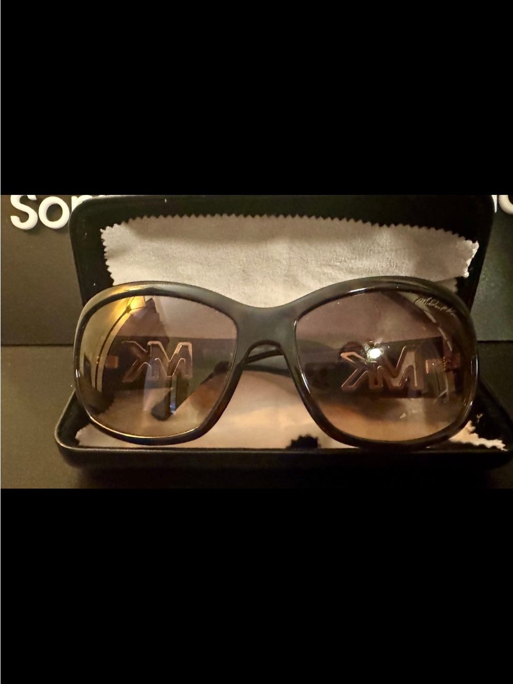 Michael Kors Women's Brown Gradient Oversized Logo Sunglasses